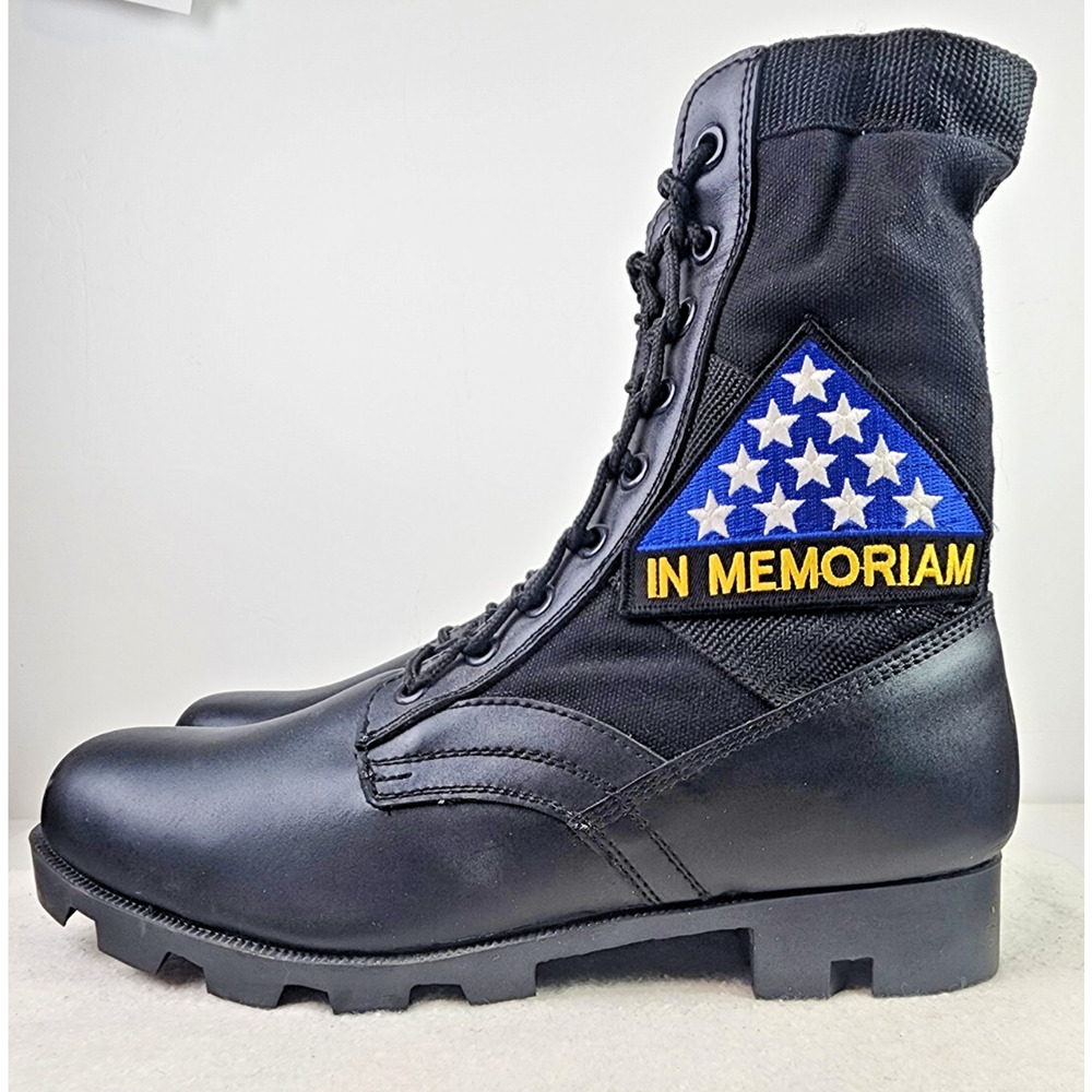 In Memoriam Tactical Full Grain Black Leather Training Hiking Combat Boots Sz 11 - Picture 2 of 11